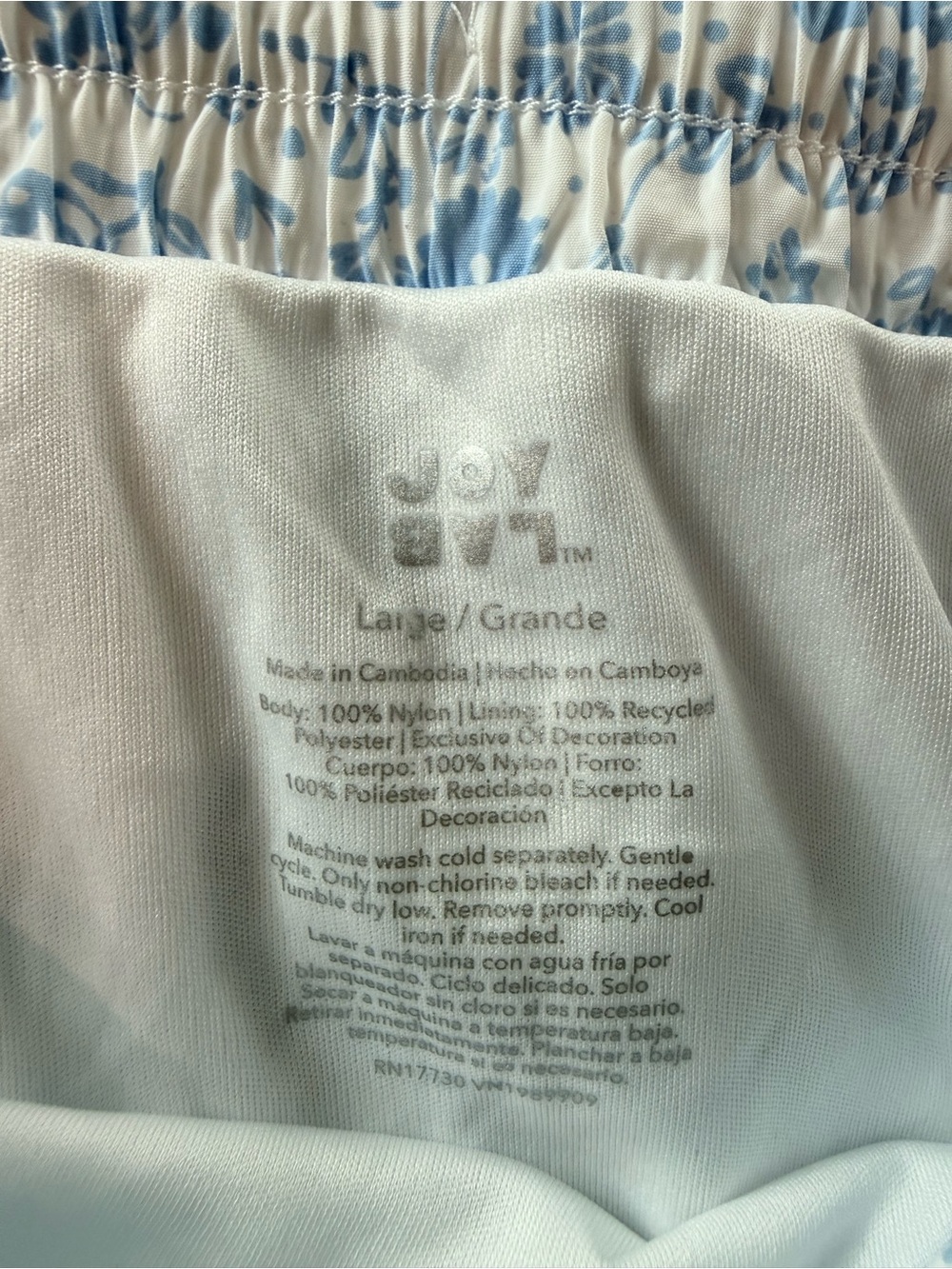 JoyLab - Light Blue Floral on White Athletic Shorts with Blue Lace Trim - Picture 9 of 11